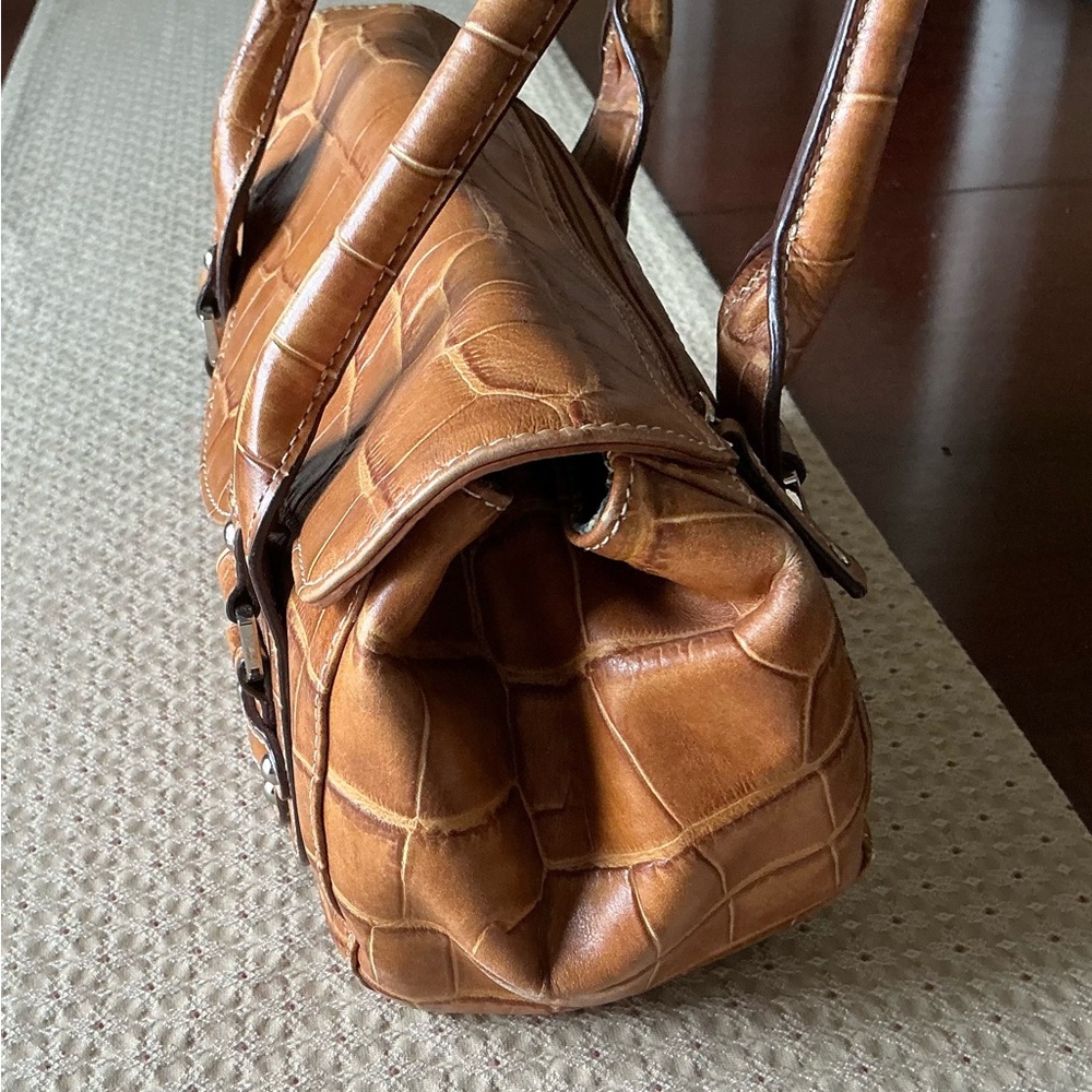 Tignanello Tan Croc Embossed Leather Shoulder Bag - Picture 7 of 13